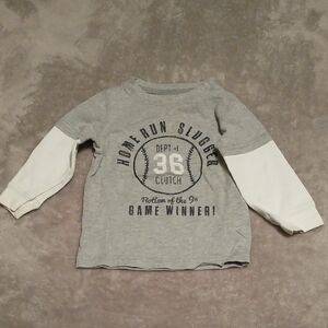 Carter's Gray & White Layered-Look Baseball Graphic Long-Sleeve Tee